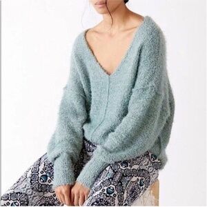 FREE PEOPLE Icing V-Neck Sweater In Spring Dust Sz Small